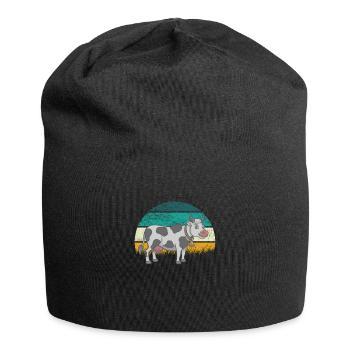 Cow Cows Cattle Calf Calf Bulls Retro Vintage - Jersey Beanie - black - Front