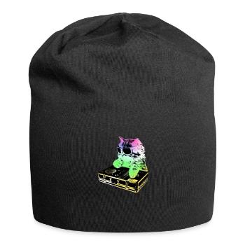 Rainbow DJ Cat - Scratchen - Jersey-Beanie - Schwarz - Vorne