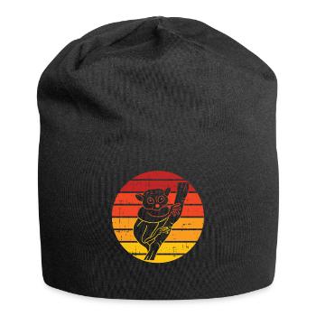 Niedliche Tarsier-Affenfamilie - Jersey-Beanie - Schwarz - Vorne