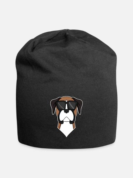 Deutscher Boxer Hund mit Sonnenbrille - Jersey-Beanie - Schwarz
