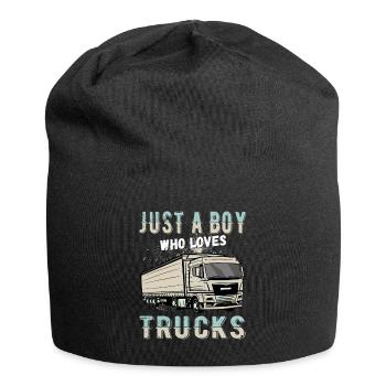juste un garçon qui aime les camions - Bonnet en jersey - noir - Devant