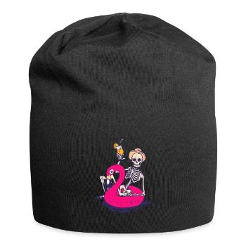 Skelett Cocktail Flamingo Sommer - Jersey-Beanie - Schwarz - Vorne