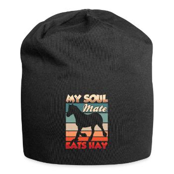 Mein Seelenverwandter Frisst Heu Pferd Reiten - Jersey-Beanie - Schwarz - Vorne