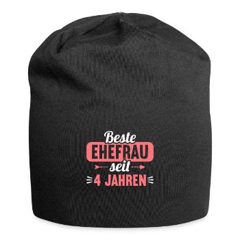Beste Ehefrau Bester Ehemann seit 4 Jahren - Jersey-Beanie - Schwarz - Vorne