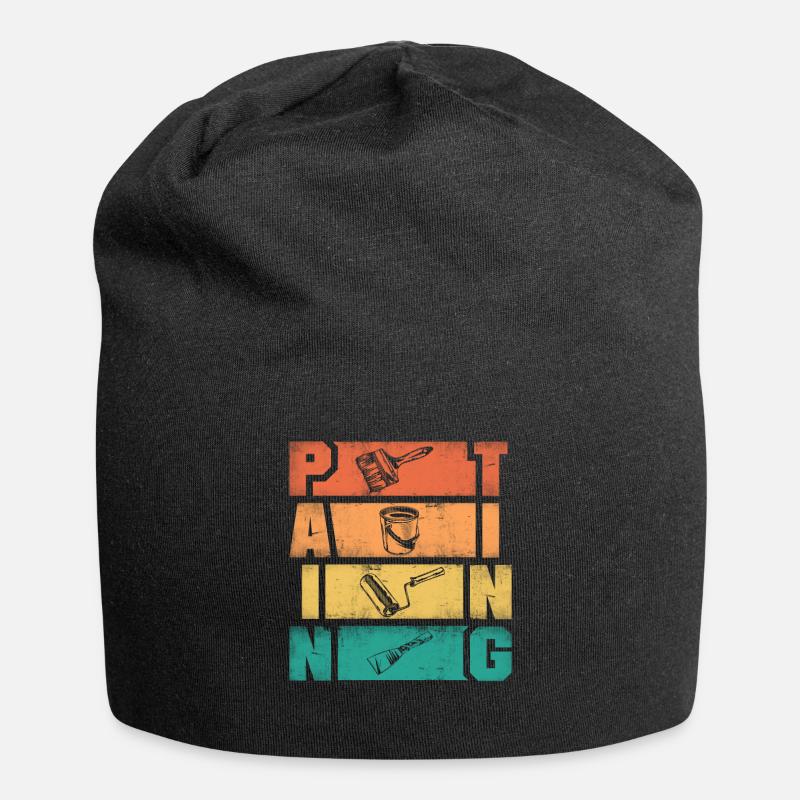 Painter Painting Silhouettes - Jersey-Beanie - Schwarz