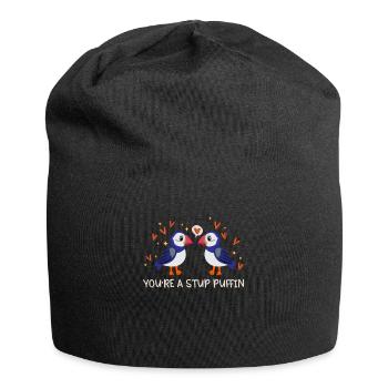 Stud Puffin Herzen Papageientaucher Liebe Seevogel - Jersey-Beanie - Schwarz - Vorne