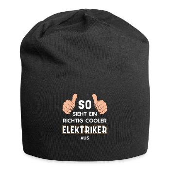So sieht ein cooler Elektriker aus Lineworker - Jersey Beanie - black - Front