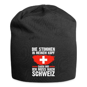 Schweiz Schweizer - Jersey-Beanie - Schwarz - Vorne