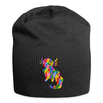 Axolotl Colorful Vintage Rainbow Retro Salamander - Jersey Beanie - black - Front