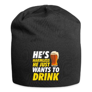 Der will nur Bier saufen Biertrinker - Jersey-Beanie - Schwarz - Vorne