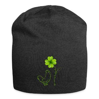 Tu es mon porte-bonheur feuille de trèfle de poulet - Bonnet en jersey - charbon - Devant