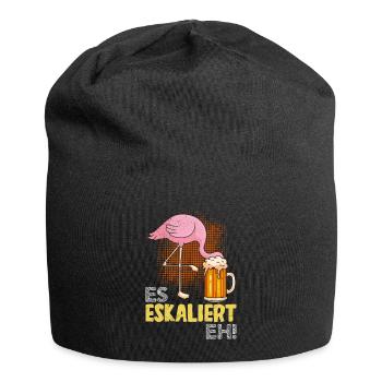 Es eskaliert eh Biertrinker Flamingo Malle - Jersey-Beanie - Schwarz - Vorne