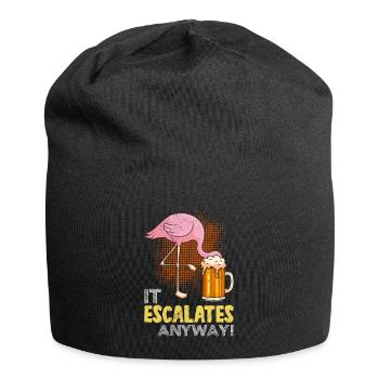Es eskaliert eh Biertrinker Flamingo Malle - Jersey-Beanie - Schwarz - Vorne