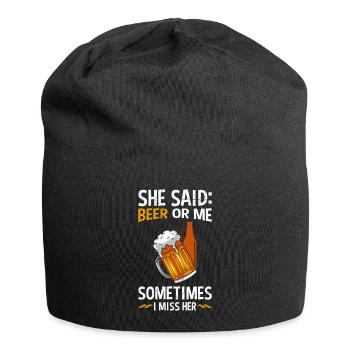 Männer Bier Spruch Bier oder Frau Biertrinker - Jersey-Beanie - Schwarz - Vorne