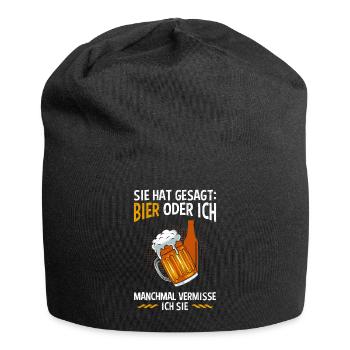 Männer Bier Spruch Bier oder Frau Biertrinker - Jersey-Beanie - Schwarz - Vorne