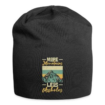 More Mountains Less Assholes Berge Wandern - Jersey-Beanie - Schwarz - Vorne