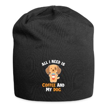 Coffee and my Dog Wiener Dog Dogfather Dog Mom - Jersey Beanie - black - Front