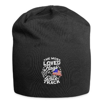 Die beliebtesten Flaggen an der Rennstrecke - Schmutz - Jersey-Beanie - Schwarz - Vorne