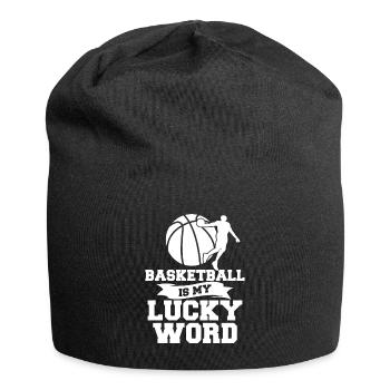 Le basketball est mon mot chanceux pour un ballon de basket - Bonnet en jersey - noir - Devant