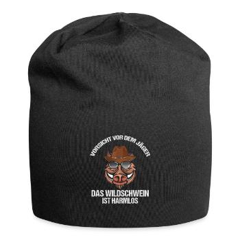 Vorsicht Vor Dem Jäger Das Wildschwein Ist Harmlos - Jersey-Beanie - Schwarz - Vorne