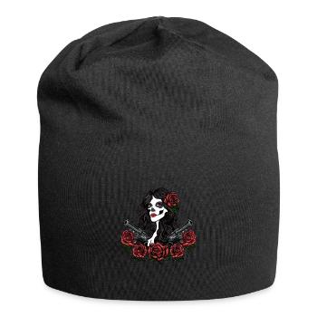Schöne Frau Blumen Design - Jersey-Beanie - Schwarz - Vorne