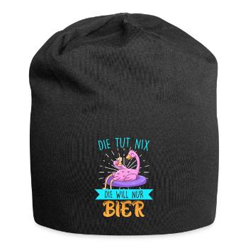 Die tut nix die will nur Bier Flamingo - Jersey-Beanie - Schwarz - Vorne