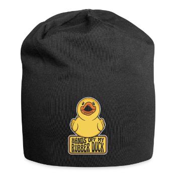 Canards en caoutchouc Salle de bain Canard jaune - Bonnet en jersey - noir - Devant