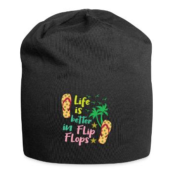 Life Better Flop Beach 2022 Tropical Summer - Jersey-Beanie - Schwarz - Vorne