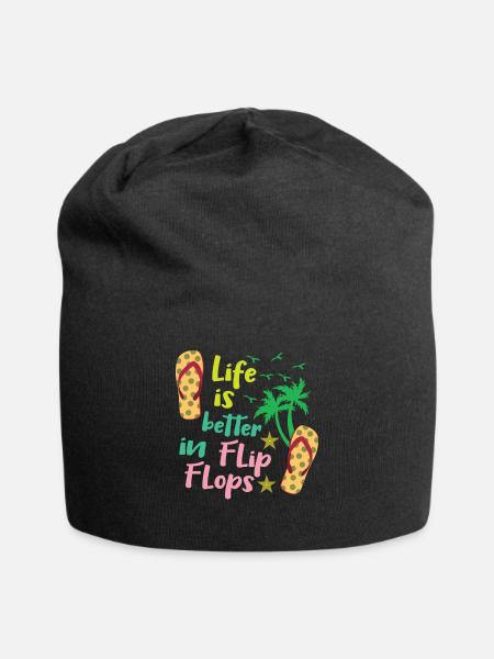 Life Better Flop Beach 2022 Tropical Summer - Jersey-Beanie - Schwarz