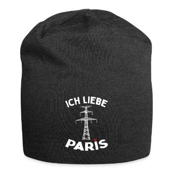 Paris Eiffelturm Strommast Elektriker Satire Liebe - Jersey-Beanie - Anthrazit - Vorne