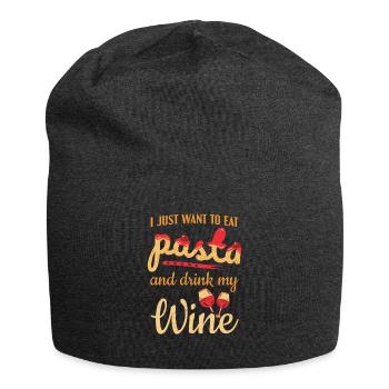 Je veux juste manger des pâtes et boire mes pâtes au vin - Bonnet en jersey - charbon - Devant