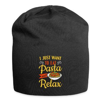 Ich möchte nur Pasta essen und Pasta entspannen - Jersey-Beanie - Schwarz - Vorne