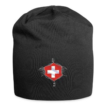 Switzerland flag proud - Jersey Beanie - black - Front