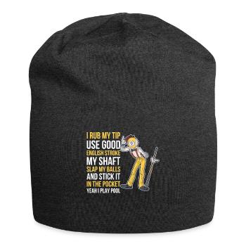 I Rub My Tip Billiards Gift - Jersey Beanie - charcoal grey - Front