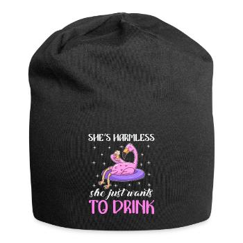She doesn't do anything she just wants to drink Party Festival - Jersey Beanie - black - Front
