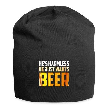 Der will nur Bier saufen Biertrinker - Jersey-Beanie - Schwarz - Vorne