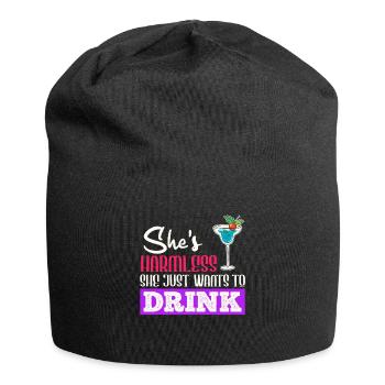She doesn't do anything that just wants to drink party ladies - Jersey Beanie - black - Front