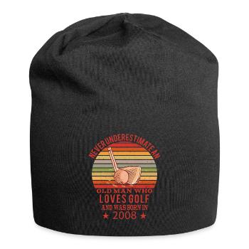 Golfer Golfer Born 2008 Birthday - Jersey Beanie - black - Front