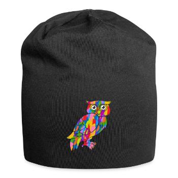 Eule Bunt Vintage Regenbogen Retro Eulen Kauz - Jersey-Beanie - Schwarz - Vorne