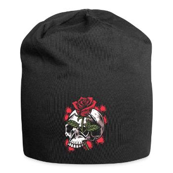 Bullets and Skull Roses Aesthetic Dripping Pattern - Jersey Beanie - black - Front