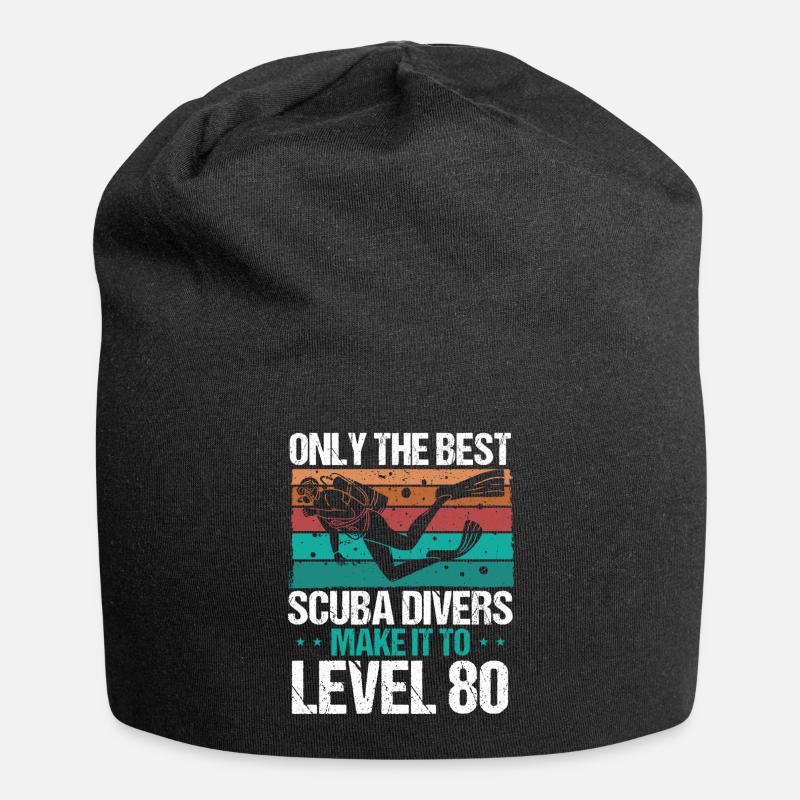 80 Scuba Diving Level 80 Year Diver Snorkeling - Jersey Beanie - black