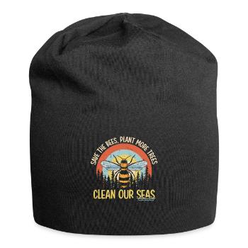 Save The Bees Plant More Trees Clean Seas - Bonnet en jersey - noir - Devant