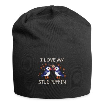 I Love My Stud Puffin Papageientaucher Beziehung - Jersey-Beanie - Schwarz - Vorne
