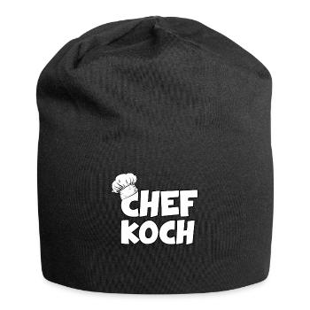 Koch Küchenchef Kochmütze Gastronomie Küche - Jersey-Beanie - Schwarz - Vorne
