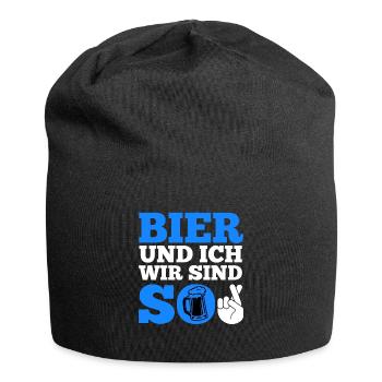 Bier und ich sind so Biertrinker Griller BBQ - Jersey-Beanie - Schwarz - Vorne