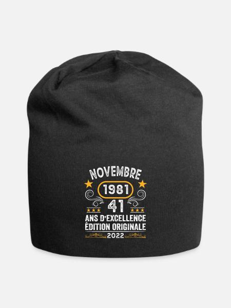 Novembre 1981 41 Ans Anniversaire Idée Cadeau - Bonnet en jersey - noir