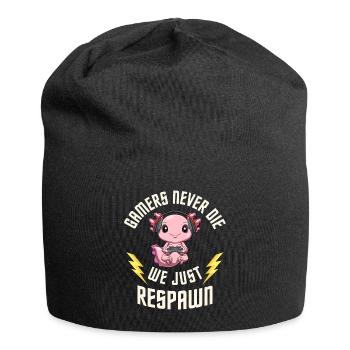 Gamers Never Die - Gaming Axolotl - Computer - Jersey-Beanie - Schwarz - Vorne