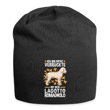 Verrückte mit dem Lagotto Romagnolo Wasserhund - Jersey-Beanie - Schwarz - Vorne