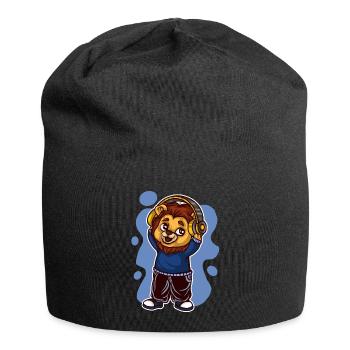 Lion Tshirt Kids Earphone Music - Jersey Beanie - black - Front