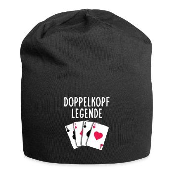 Doppelkopf Legende Spielkarten - Jersey-Beanie - Schwarz - Vorne